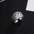 Vintage Metal Poker Ring for Men Women Adjustable Card Playing Jewelry