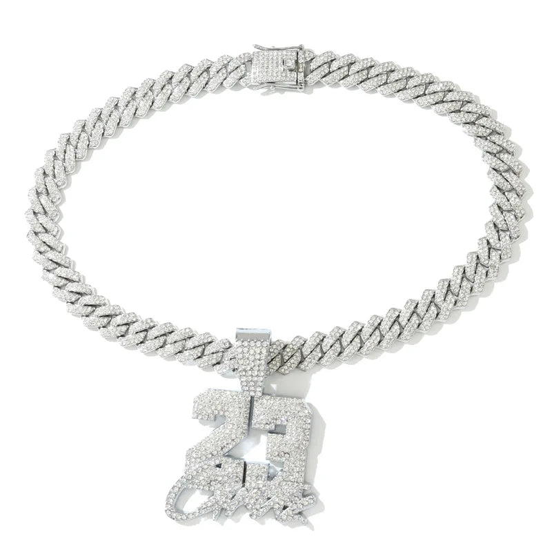 Fashion Men Hip Hop Pendant Necklace with 13mm Cuban Chain Jewelry US-23