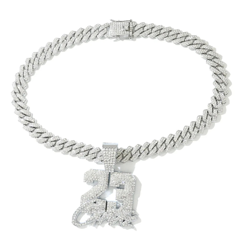 Fashion Men Hip Hop Pendant Necklace with 13mm Cuban Chain Jewelry US-23