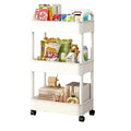 3-Tier Slim Rolling Storage Cart with Wheels - Space Saving Organizer for Kitchen Bathroom