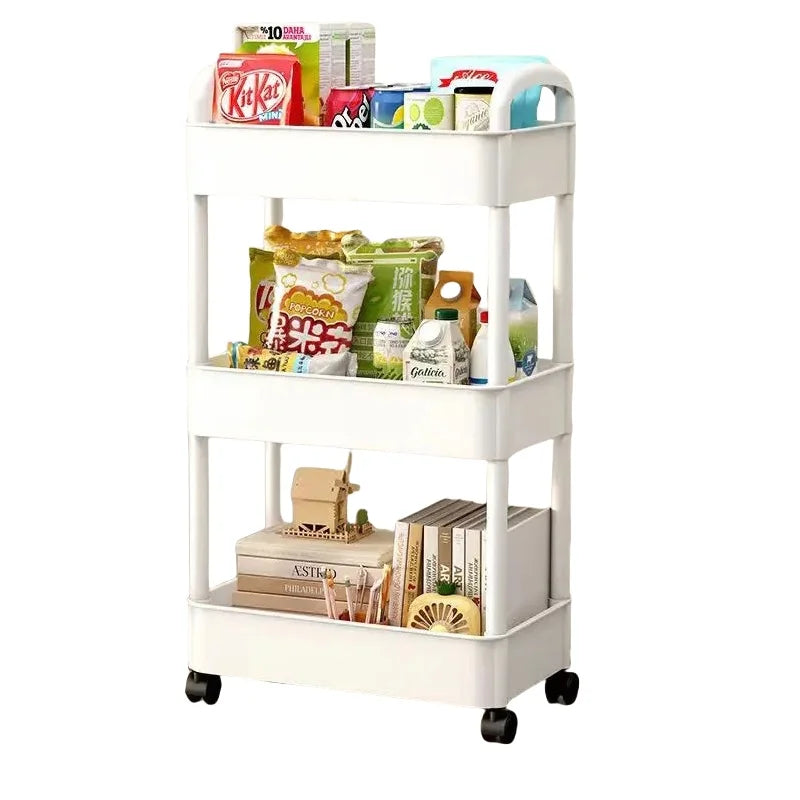 3-Tier Slim Rolling Storage Cart with Wheels - Space Saving Organizer for Kitchen Bathroom