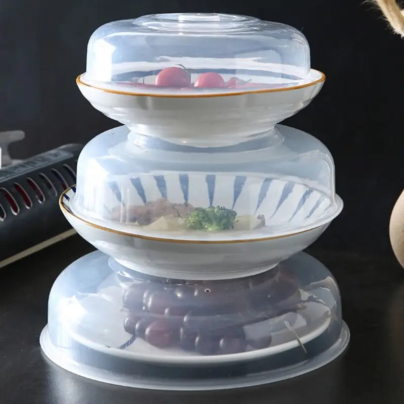 Heat Resistant Food Cover for Microwave Cooking, Splash Guard, Round Food Grade Plastic