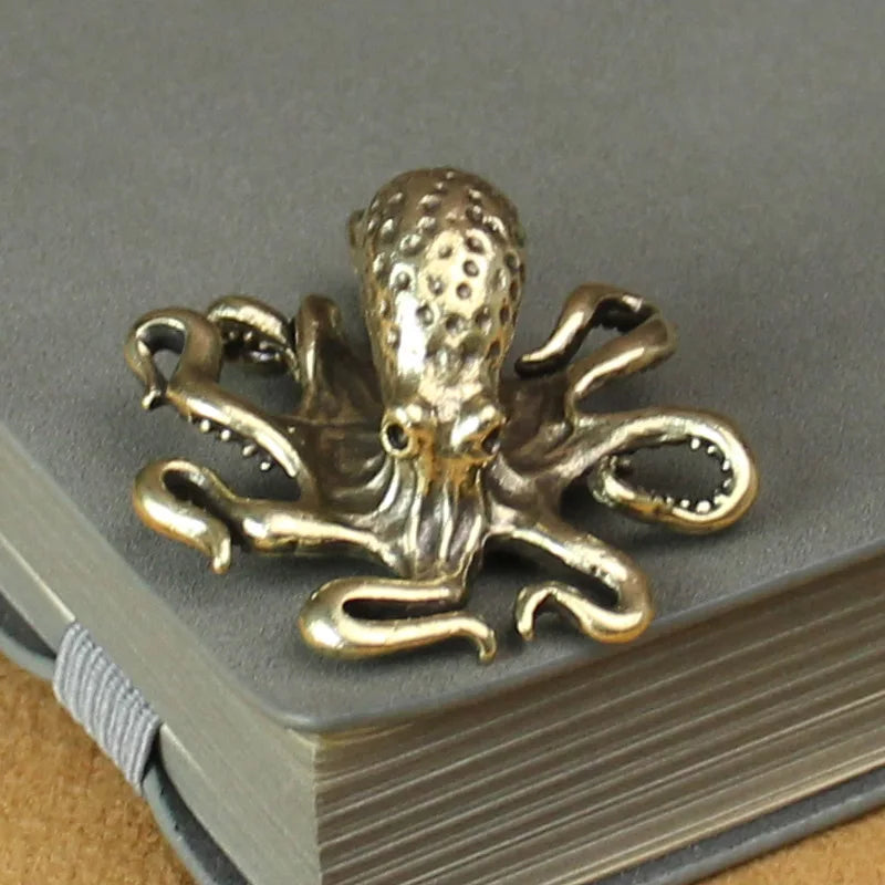Antique Bronze Brass Octopus Home Decor - Small Keychain Ornament, Versatile Craft Accessory