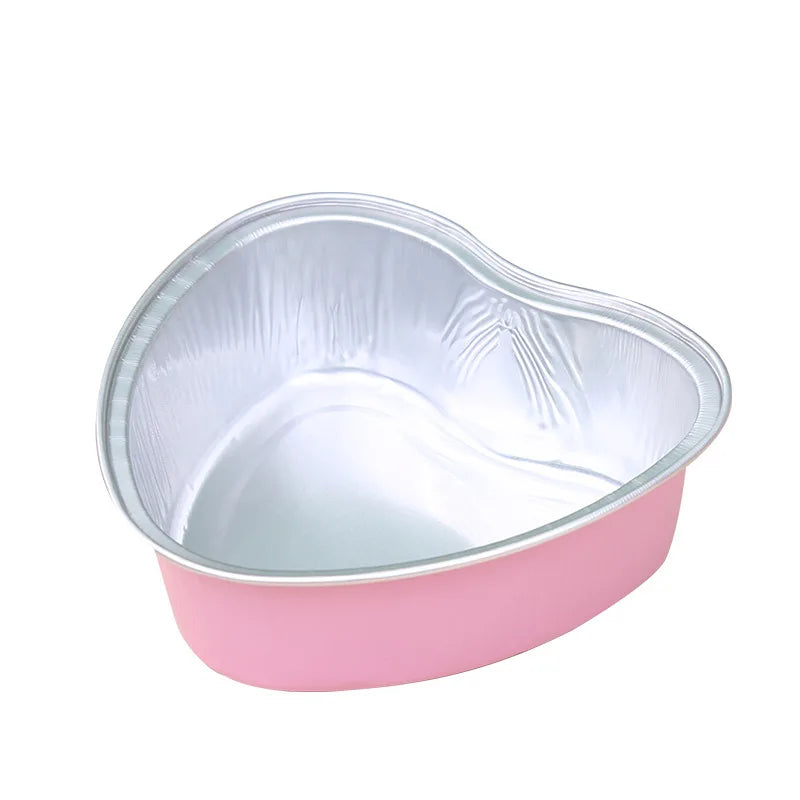 20pcs Heart-Shaped Aluminum Foil Cake Cups with Lids - Baking & Wedding Supplies