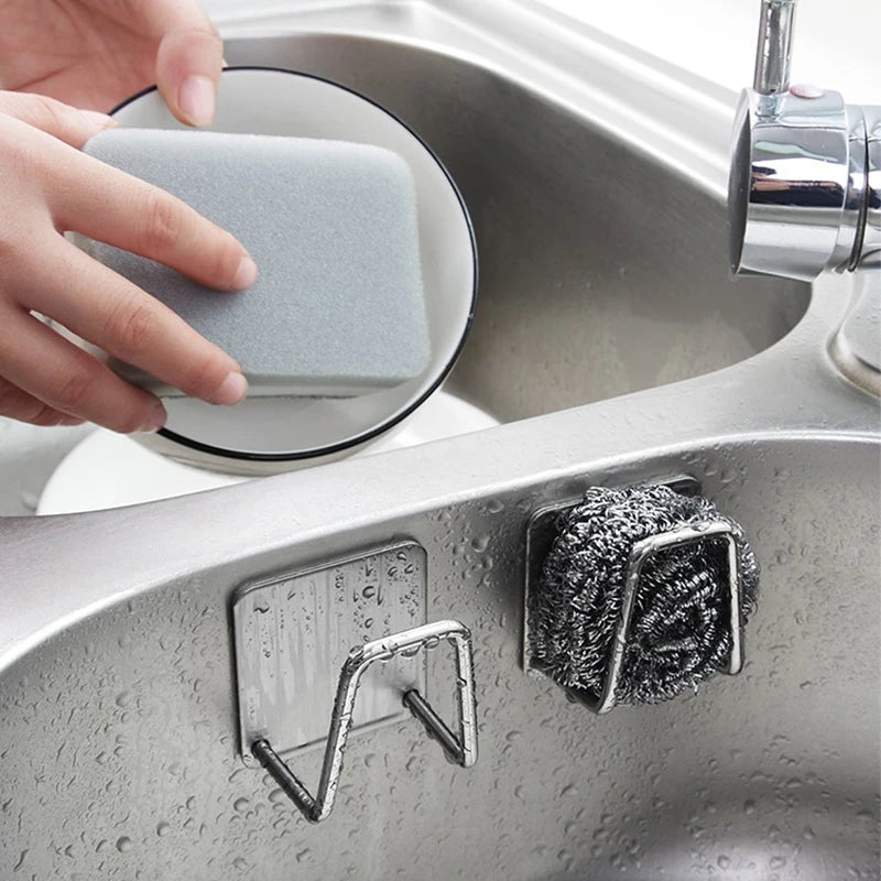 Stainless Steel Sink Sponge Rack Kitchen Sink Organizer Drainer Wall Mount