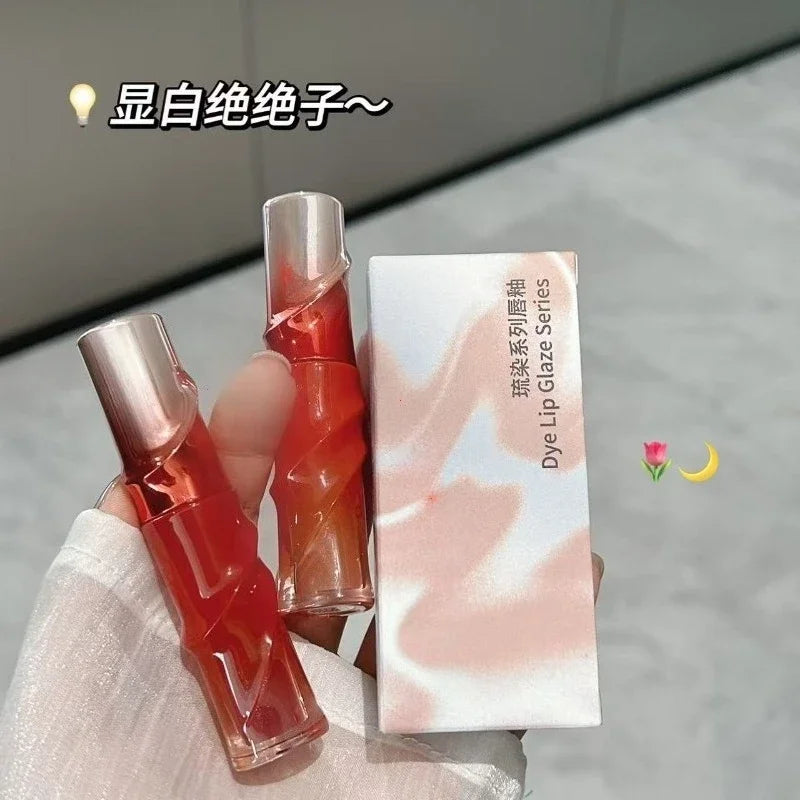 Glossy Lip Stain & Lip Gloss with Sheer Nude Finish - Hyaluronic Plumping Effect