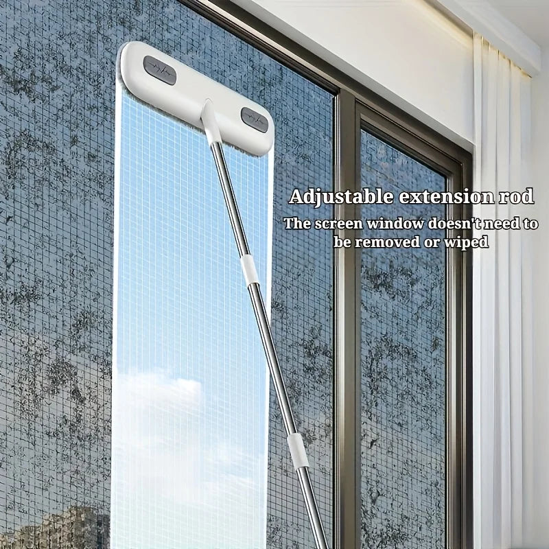 Magic Window Cleaning Brush & Pet Hair Remover with Retractable Double Rod