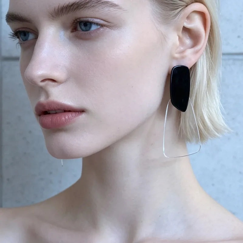 Clear White Black Acrylic Drop Dangle Earrings for Women - Geometric Statement Jewelry