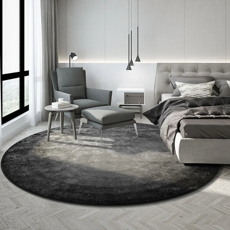Large Round Plush Carpet Area Rug - Non-Slip Washable Minimalist Bedroom Decor