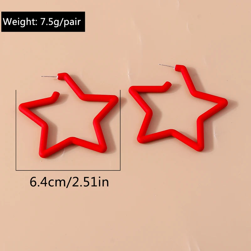 Geometric Neon Acrylic Hoop Earrings for Women - Star, Heart, Triangle Styles