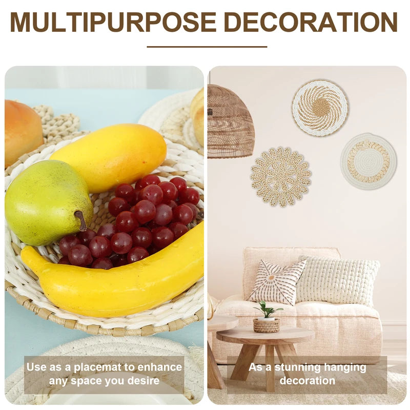 11Pcs Woven Wall Basket Decor Set Handmade Rattan Wall Baskets for Home