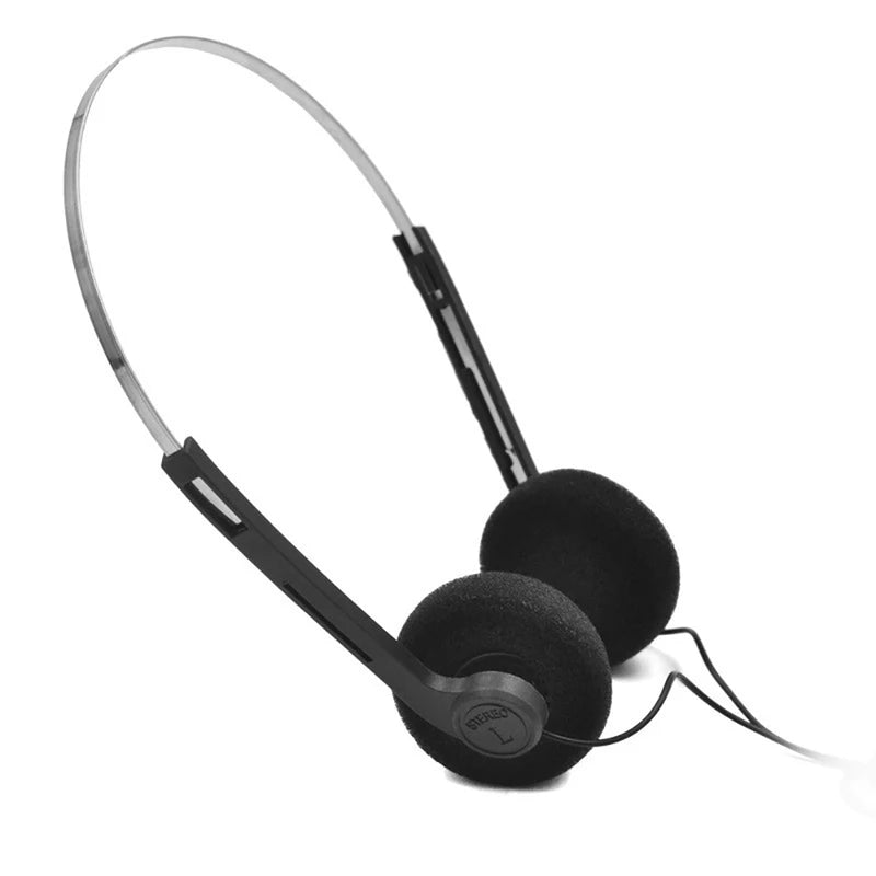 Wired On-Ear Stereo Headphones 3.5mm Jack Vintage Style Adjustable Headband