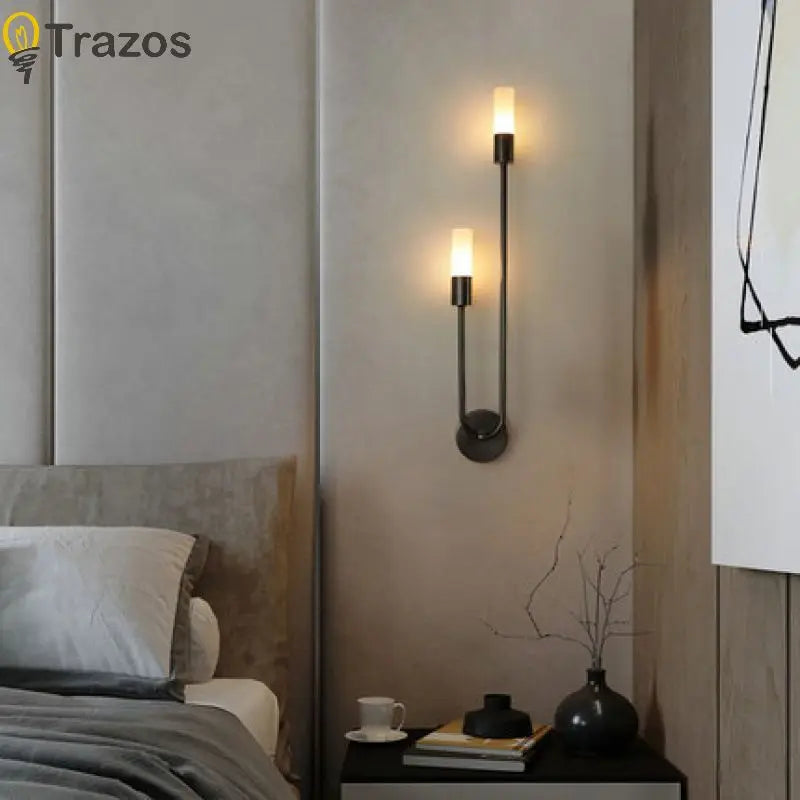 Modern Minimalist LED Wall Lamp for Living Room Bedroom Corridor Black Gold