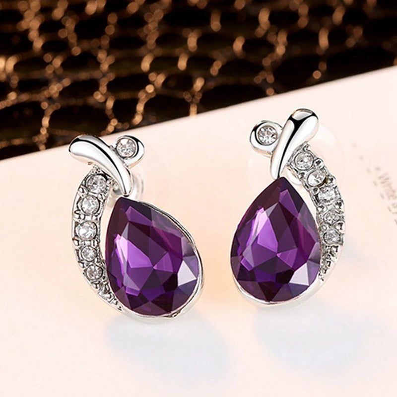 Elegant Silver Color Necklace and Earring Jewelry Set for Women Wedding