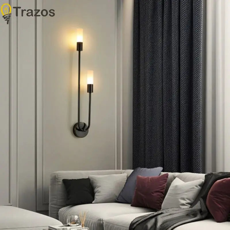 Modern Minimalist LED Wall Lamp for Living Room Bedroom Corridor Black Gold
