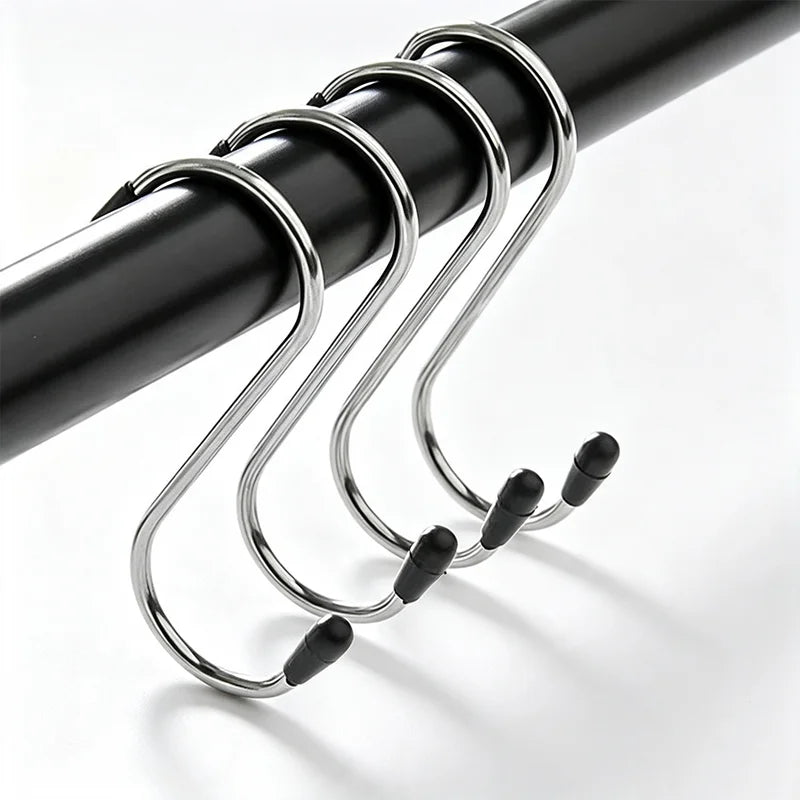 Multifunctional S-Shaped Stainless Steel Wall Hooks for Kitchen Bathroom Bedroom Storage