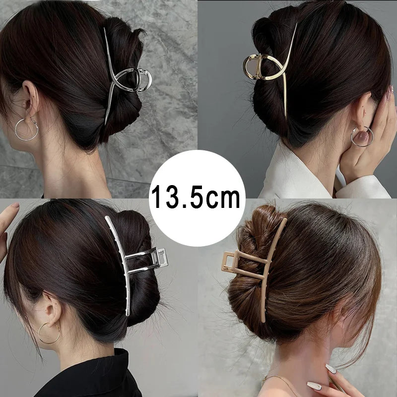 Oversized Metal Hair Claw Hairpin - Large Hollow Hair Grip for Girls, Trendy Hair Accessories