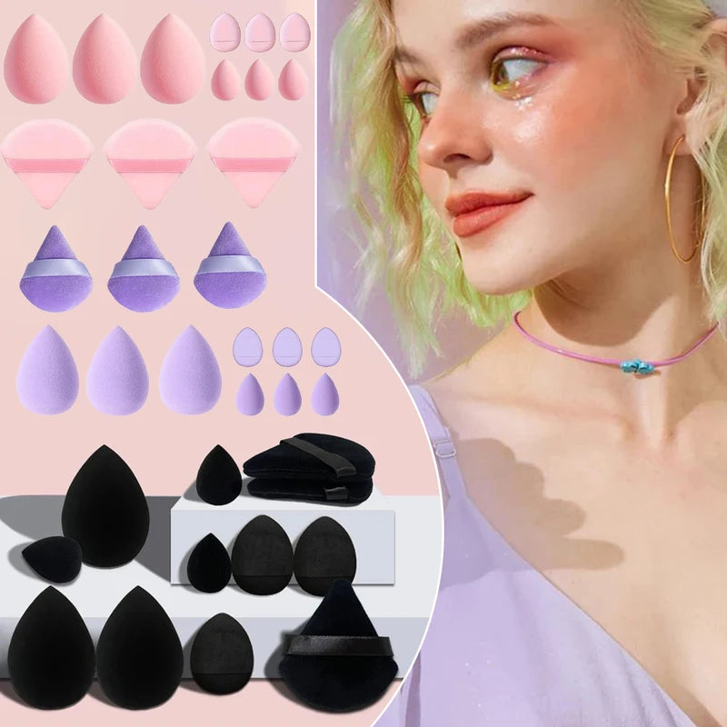 12-Piece Makeup Tool Set with Egg-Shaped Powder Puffs for Foundation & Contouring