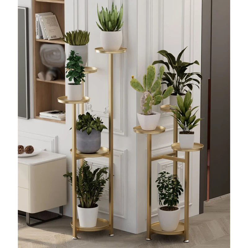 Multi-Layer Indoor Plant Stand - Metal Corner Shelf with Anti-Slip Feet