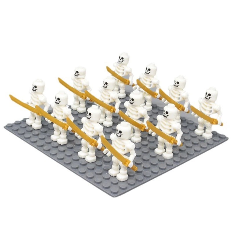 Skeleton Soldiers Building Blocks Set for Halloween Decorations - 12 Pieces, Interlocking Mini Figures
