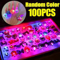 LED Halloween Light Up Ghost and Bat Rings - 10-100 Pack Flashing Party Favors