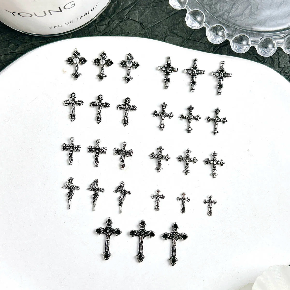 Halloween Cross Nail Art Charms - Alloy Punk 3D Nail Decorations Multi Style Set