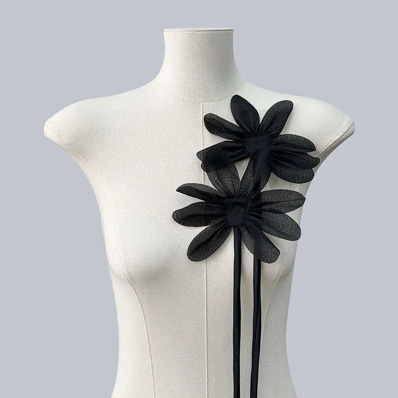 2Pcs Fabric Flower Brooch Pins for Women Handmade Wedding Party Gifts