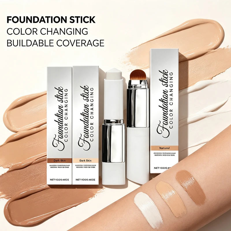 Color Changing Foundation Stick with Hydrating Long Wear Concealer - Lightweight & Full Coverage
