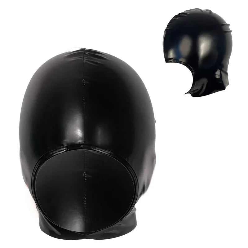 Open Mouth Leather Mask for Cosplay & Costume Party - Unisex Full Face Headgear