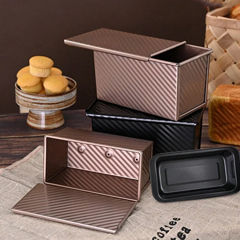 Non-Stick Golden Loaf Pan with Lid - Durable Baking Mold for Oven, Rust-Resistant