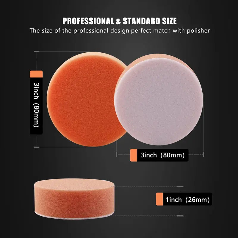 Car Polishing Pad Kit 25 Pcs 3-Inch Foam Buffing & Wax Applicator Pads