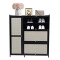 Bamboo Shoe Cabinet with Mesh Ventilation and Space Saving Doors - Entryway Organizer