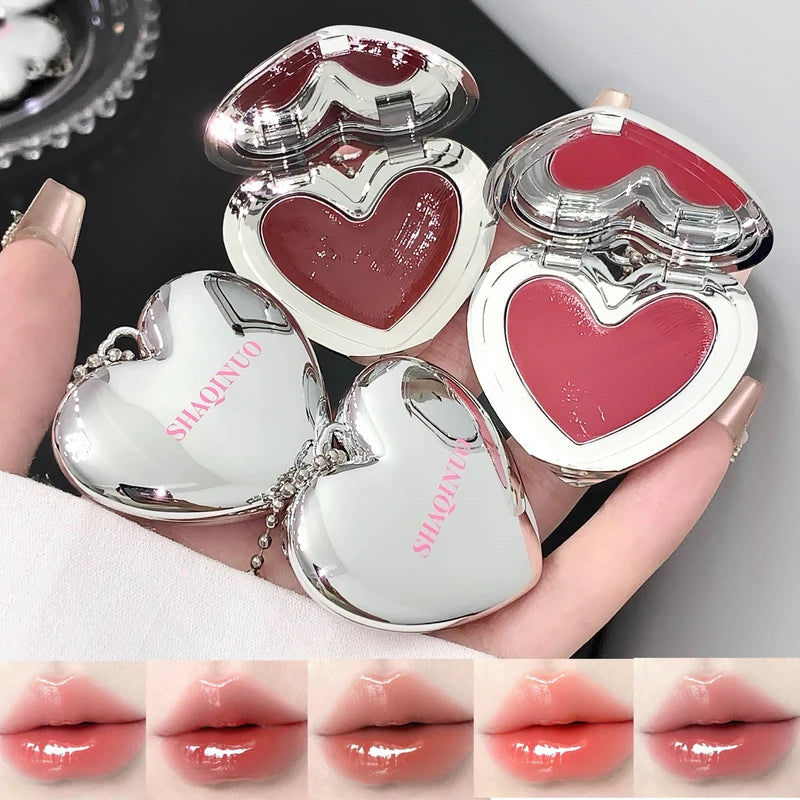 Heart Shape Water Light Lip Gloss Mirror Pendant Hydrating Lipstick