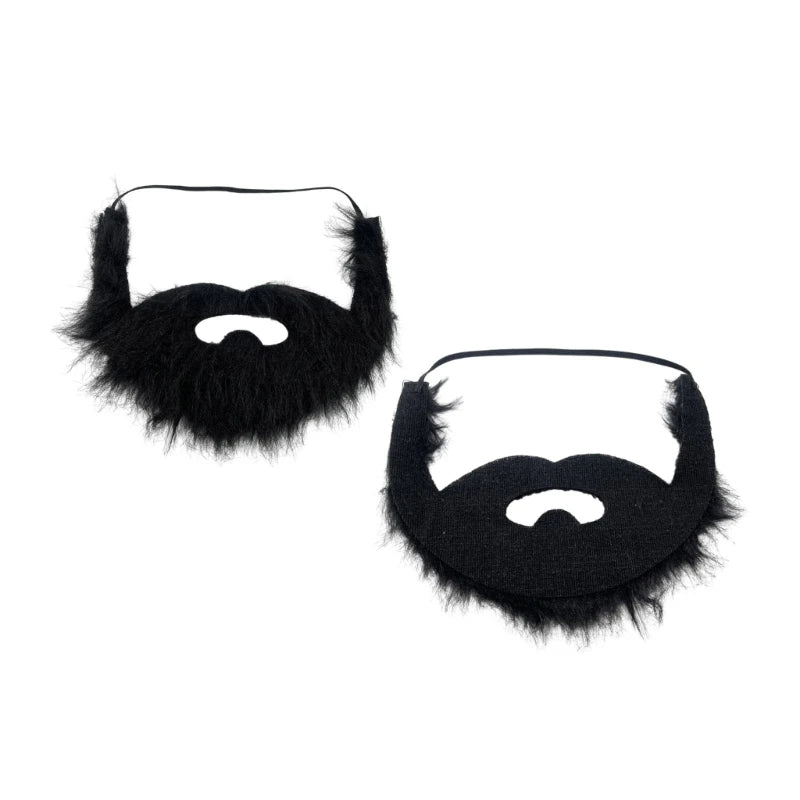 Fake Beard with Mustache for Halloween Costume Party - Black Synthetic Accessory