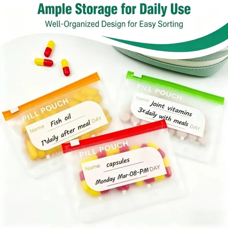 BPA-Free Waterproof Weekly Pill Organizer Set - Color Coded Travel Medicine Pouch