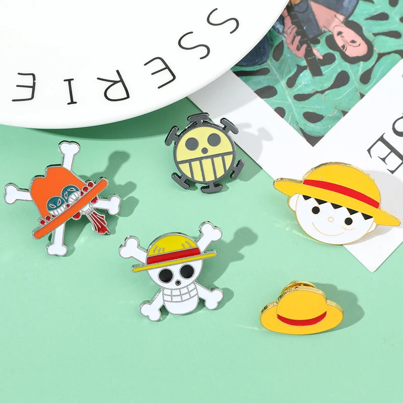 Anime Monkey D. Luffy Skull Brooch - One Piece Enamel Lapel Pin for Fans