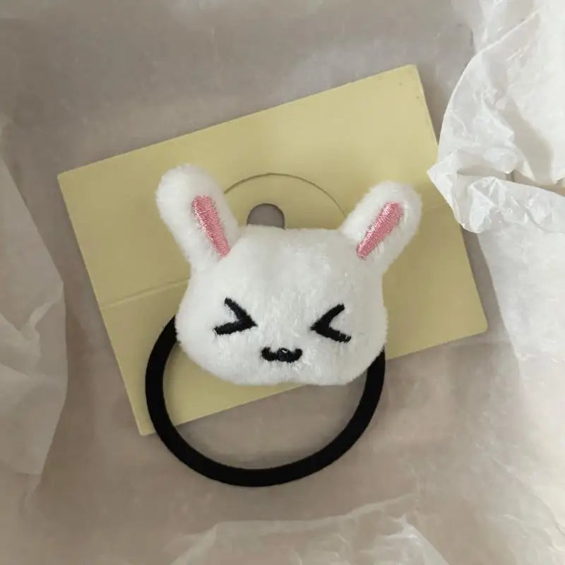 Cute Plush Bunny Hair Tie Set for Girls and Students - All Colors Available