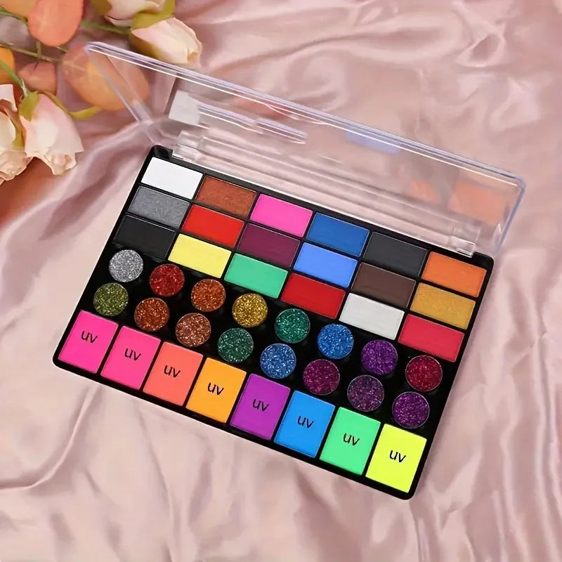 42 Colors UV Neon Water Soluble Face & Body Paint Set Halloween & Party Makeup
