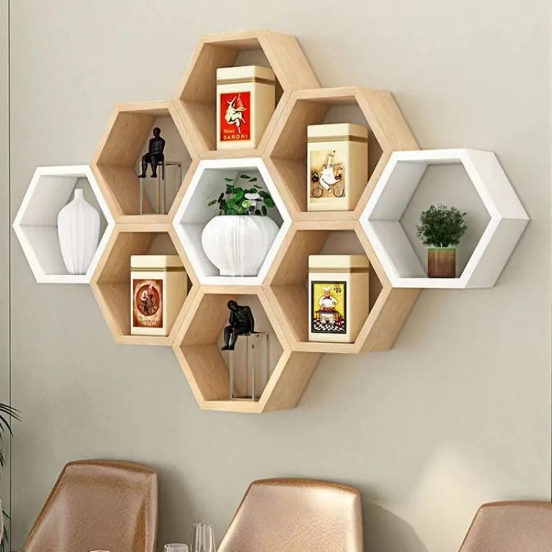 Hexagonal Honeycomb Wall Storage Rack - Creative Minimalist Grid Organizer