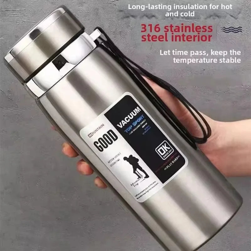 Insulated Stainless Steel Water Bottle with Handle - Leakproof, Outdoor Use