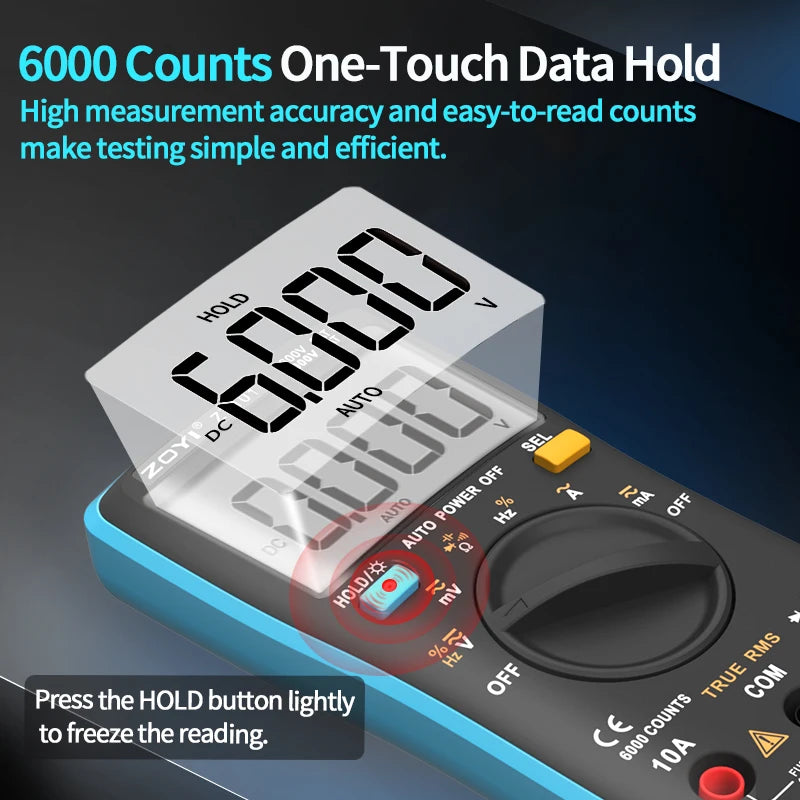 Digital Multimeter with Auto-Ranging & Anti-Burn Protection for Electrical Repair - Model ZT-101