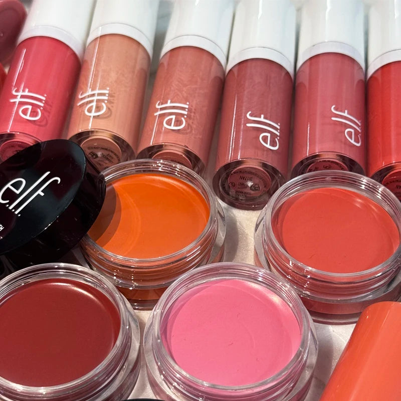 Dual-Use Powder Blusher & Lip Gloss Set - Sheer Monochromatic Makeup