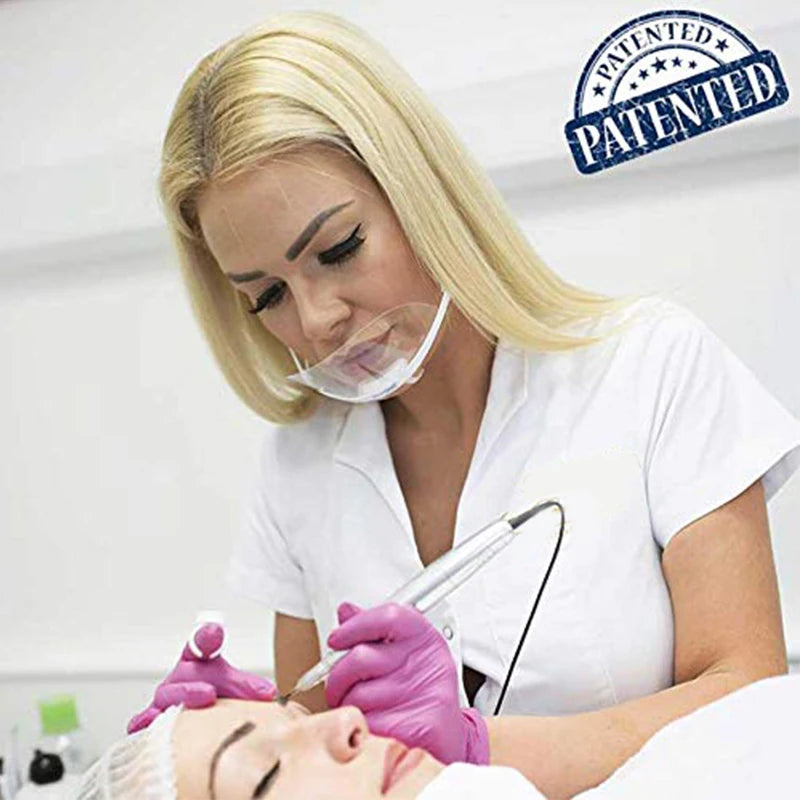 Reusable Clear Face Mask with Anti-Fog Shield for Microblading & Tattoo Safety - 10 Pack
