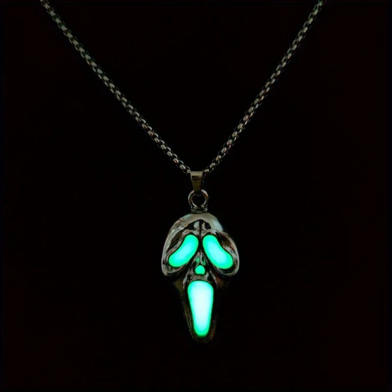 Halloween Skull Mask Pendant with Glowing Effect – Family Party Accessory, Multiple Colors