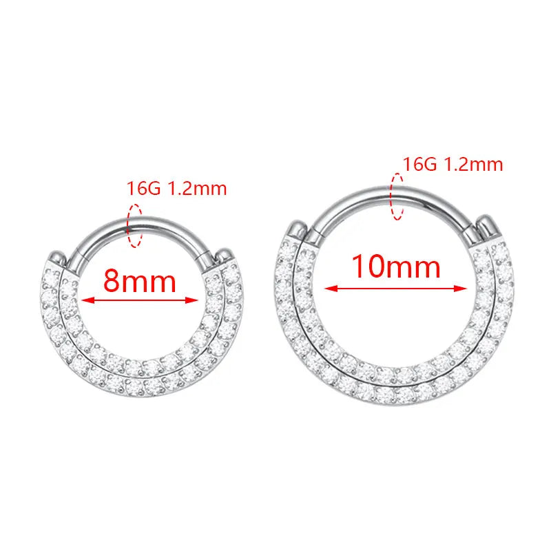 Titanium Septum & Nose Ring Hoop with CZ Segment Body Jewelry