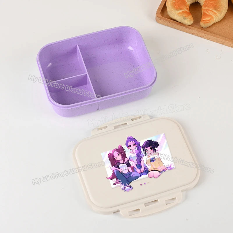 Kids Lunch Box Bento Container with Dinnerware - Cute & Portable Food Storage