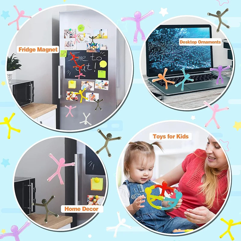 Colorful Mini Man Refrigerator Magnets Set - 10pcs Cute Humanoid Magnetic Stickers for Refrigerator & Whiteboard