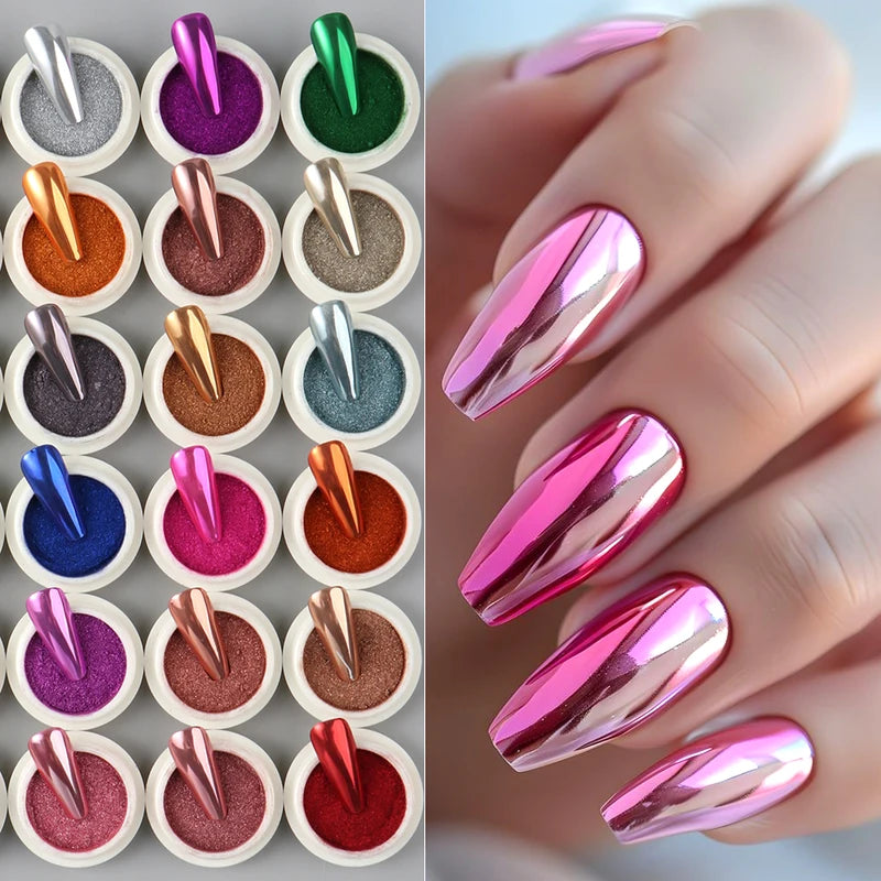 Magnetic Nail Powder Set with Colorful Chrome Pigments for Manicure & Nail Art