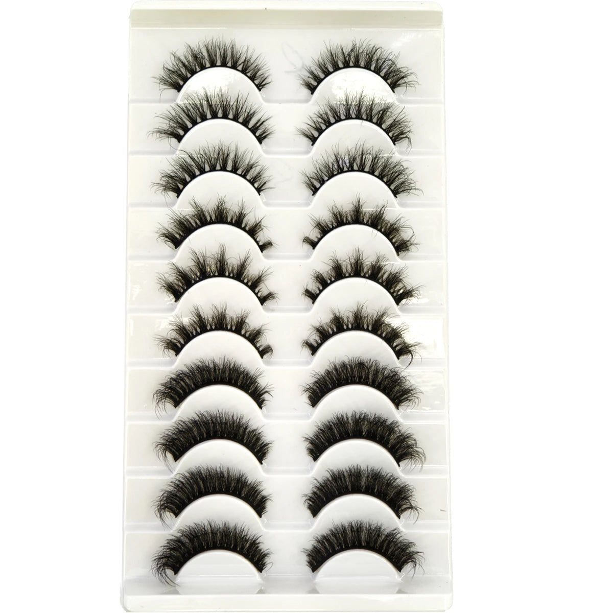 10 Pairs Fluffy Mink False Eyelashes - Natural Dramatic Look, Wispy & Long