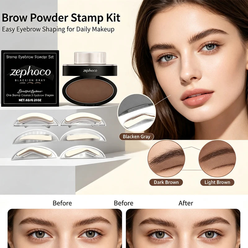 Waterproof Eyebrow Stamp Kit with Stereo Shaping & Stencils - Natural & Bold Looks